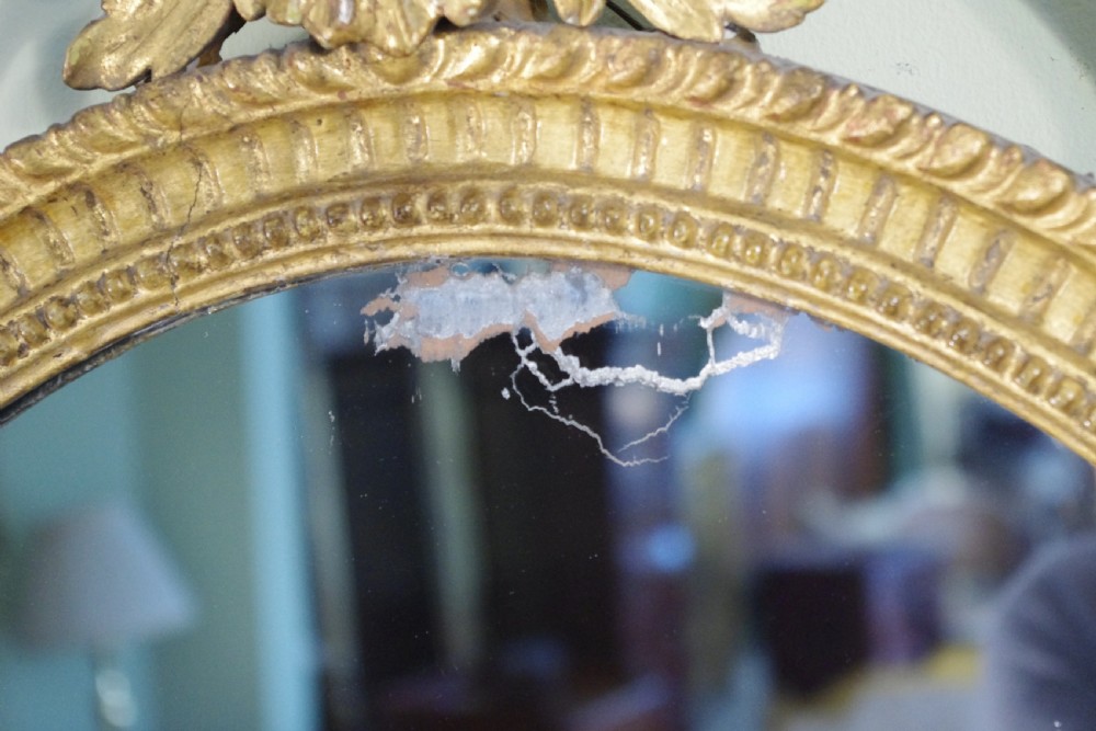 English Victorian Gilt Oval Adam Style Wall Mirror View VIII