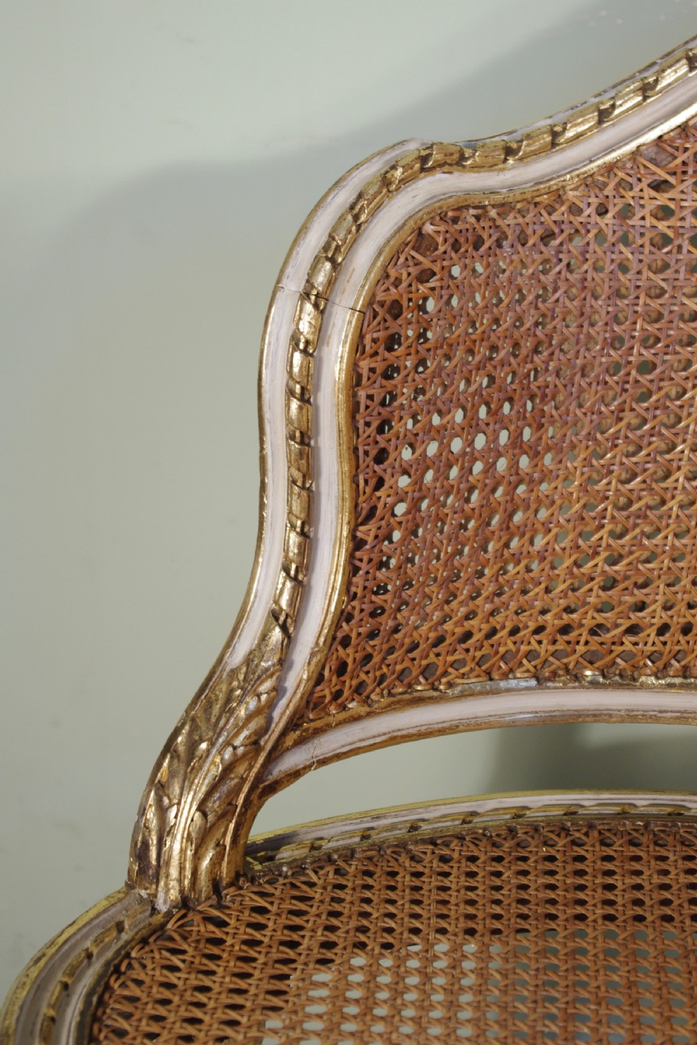French Painted and Parcel-Gilt  Two Seater Cane Sofa View VIII