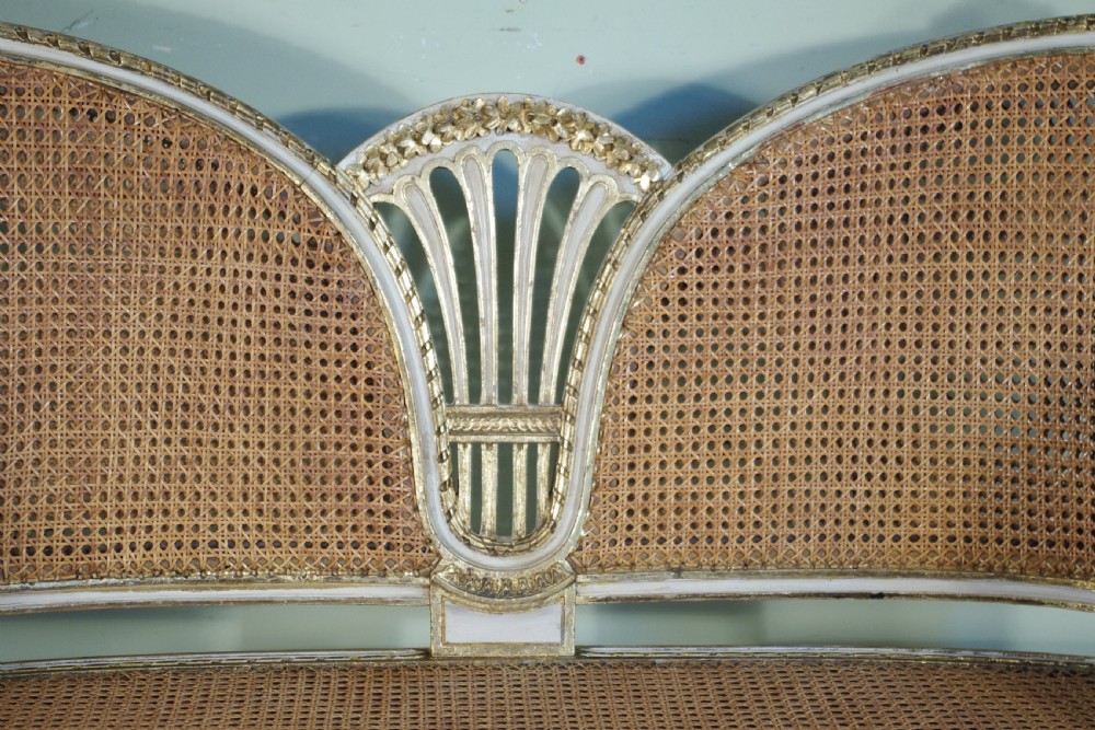 French Painted and Parcel-Gilt  Two Seater Cane Sofa View IX