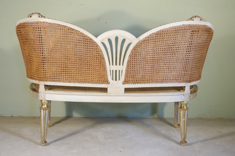French Painted and Parcel-Gilt  Two Seater Cane Sofa View XII
