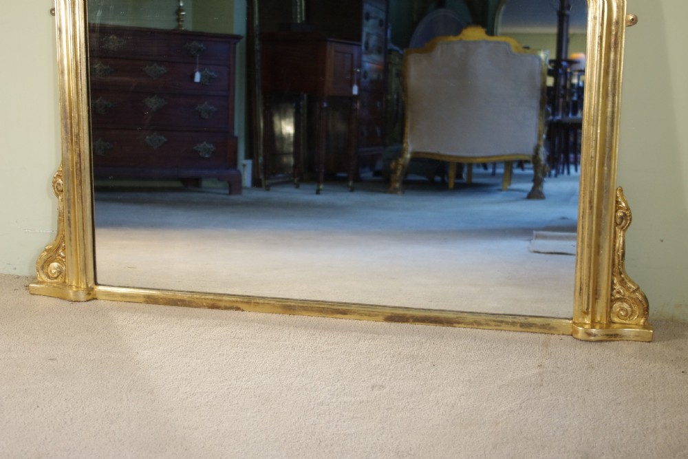 English Victorian Gilt Arch Top Overmantle Mirror View III