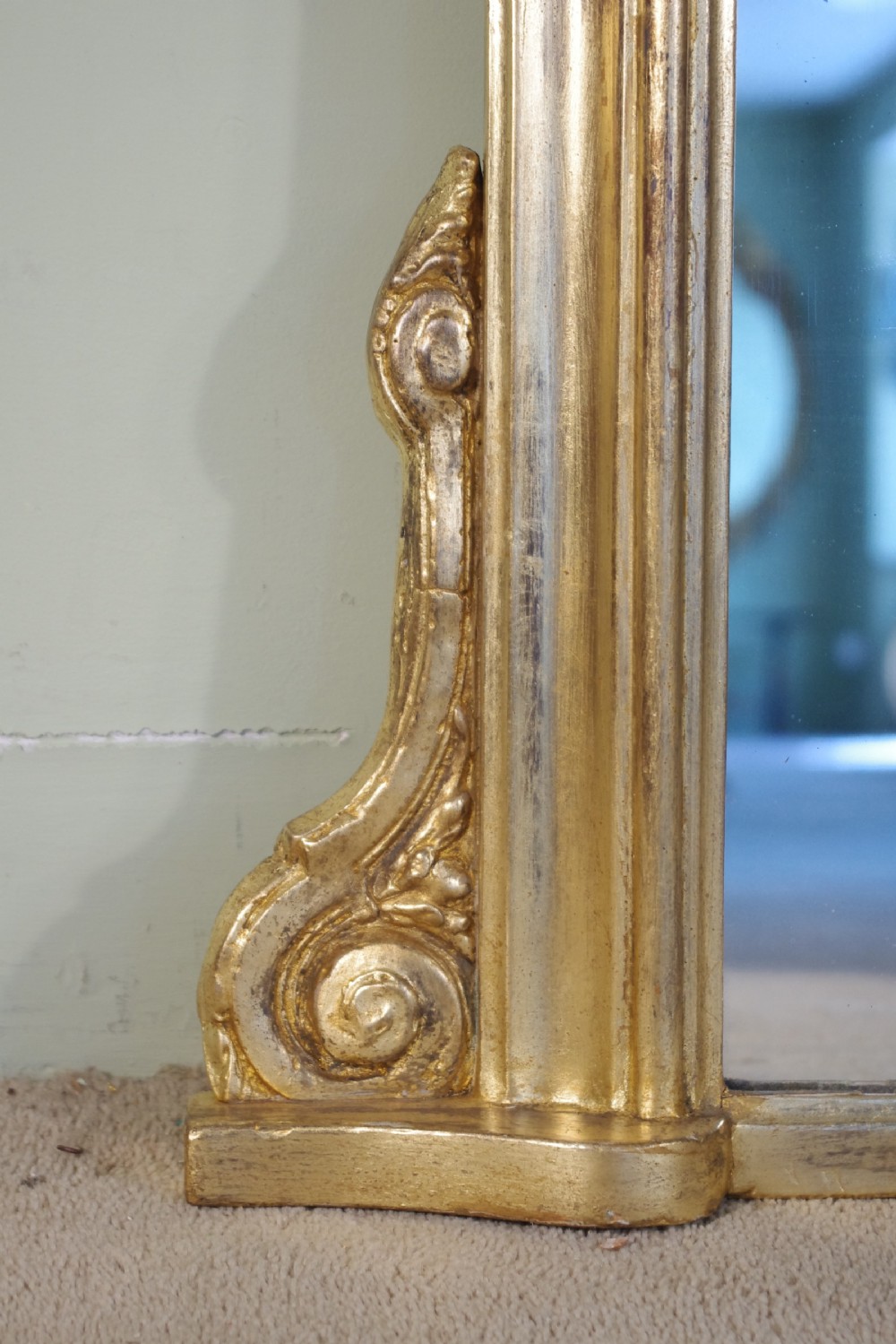 English Victorian Gilt Arch Top Overmantle Mirror View IV