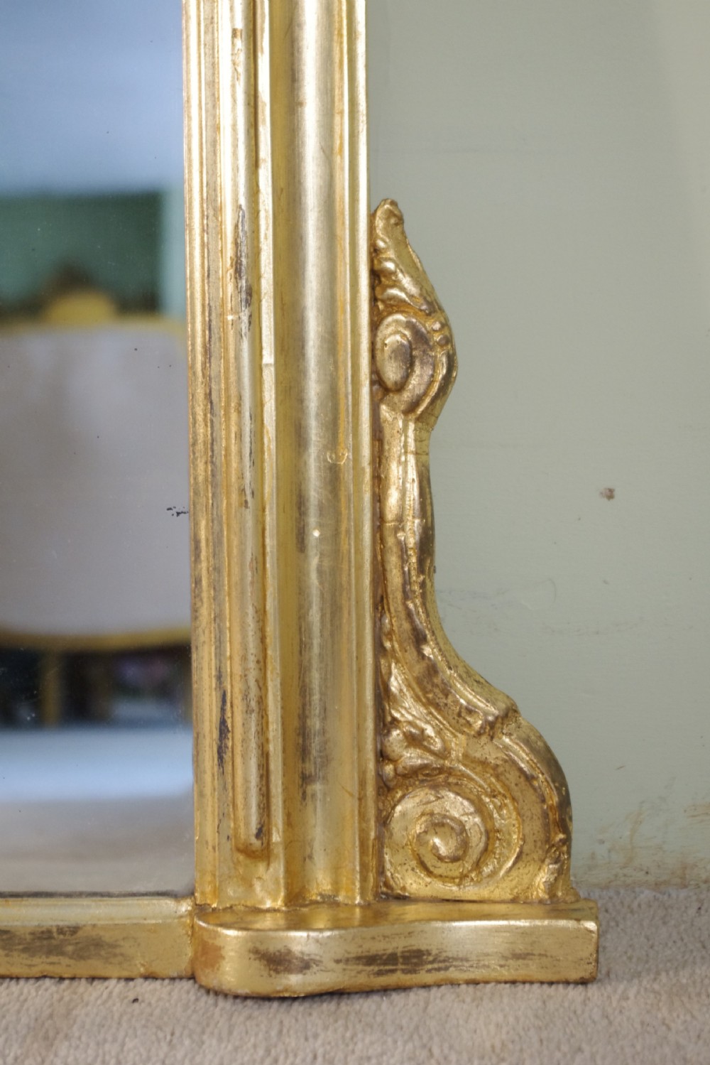 English Victorian Gilt Arch Top Overmantle Mirror View V