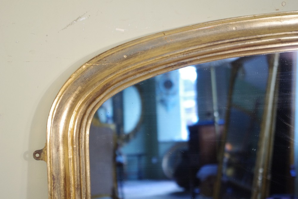 English Victorian Gilt Arch Top Overmantle Mirror View VI