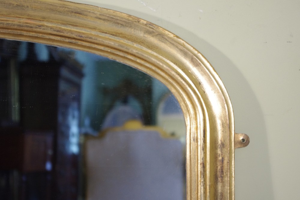 English Victorian Gilt Arch Top Overmantle Mirror View VII