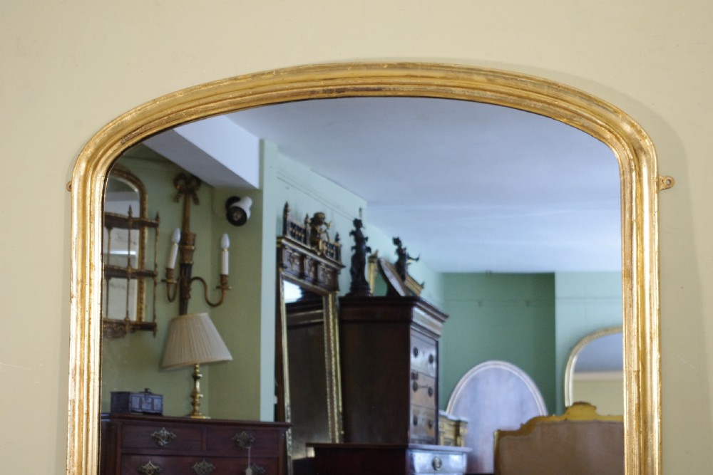 English Victorian Gilt Large Arch Top Overmantle Mirror View II