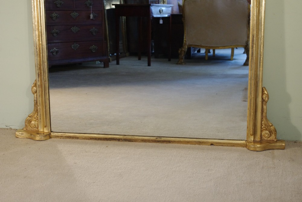 English Victorian Gilt Large Arch Top Overmantle Mirror View III