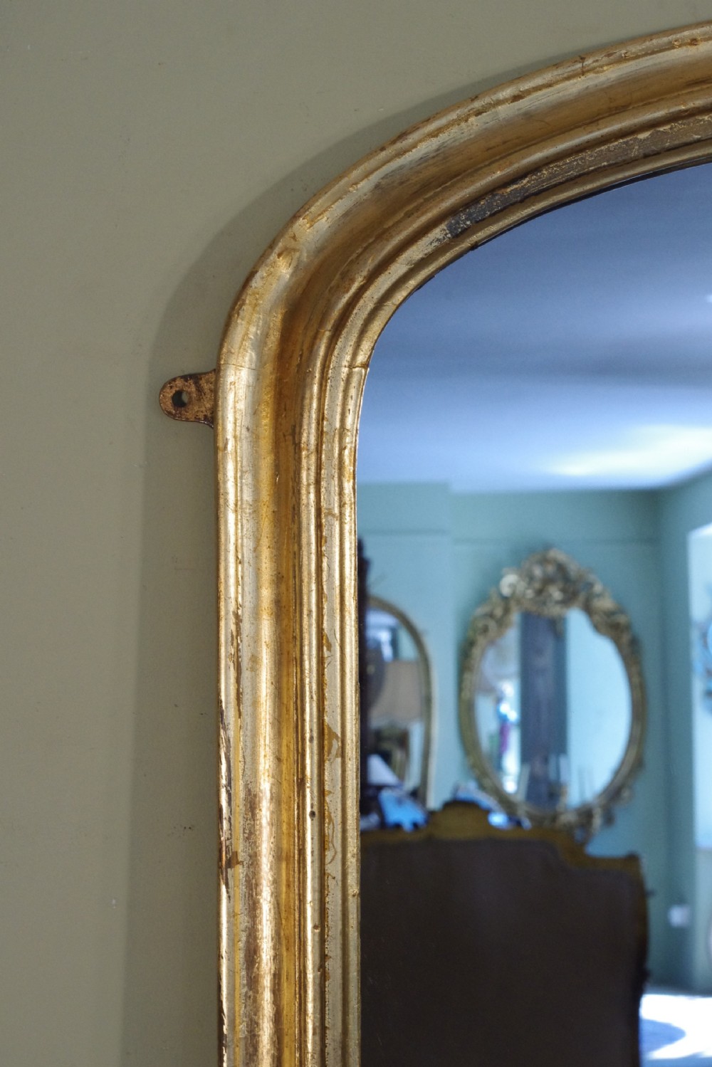 English Victorian Gilt Large Arch Top Overmantle Mirror View IV