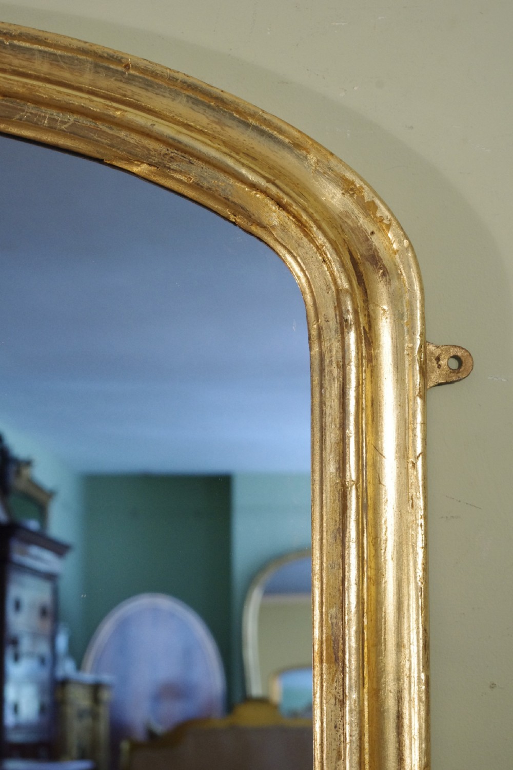 English Victorian Gilt Large Arch Top Overmantle Mirror View V