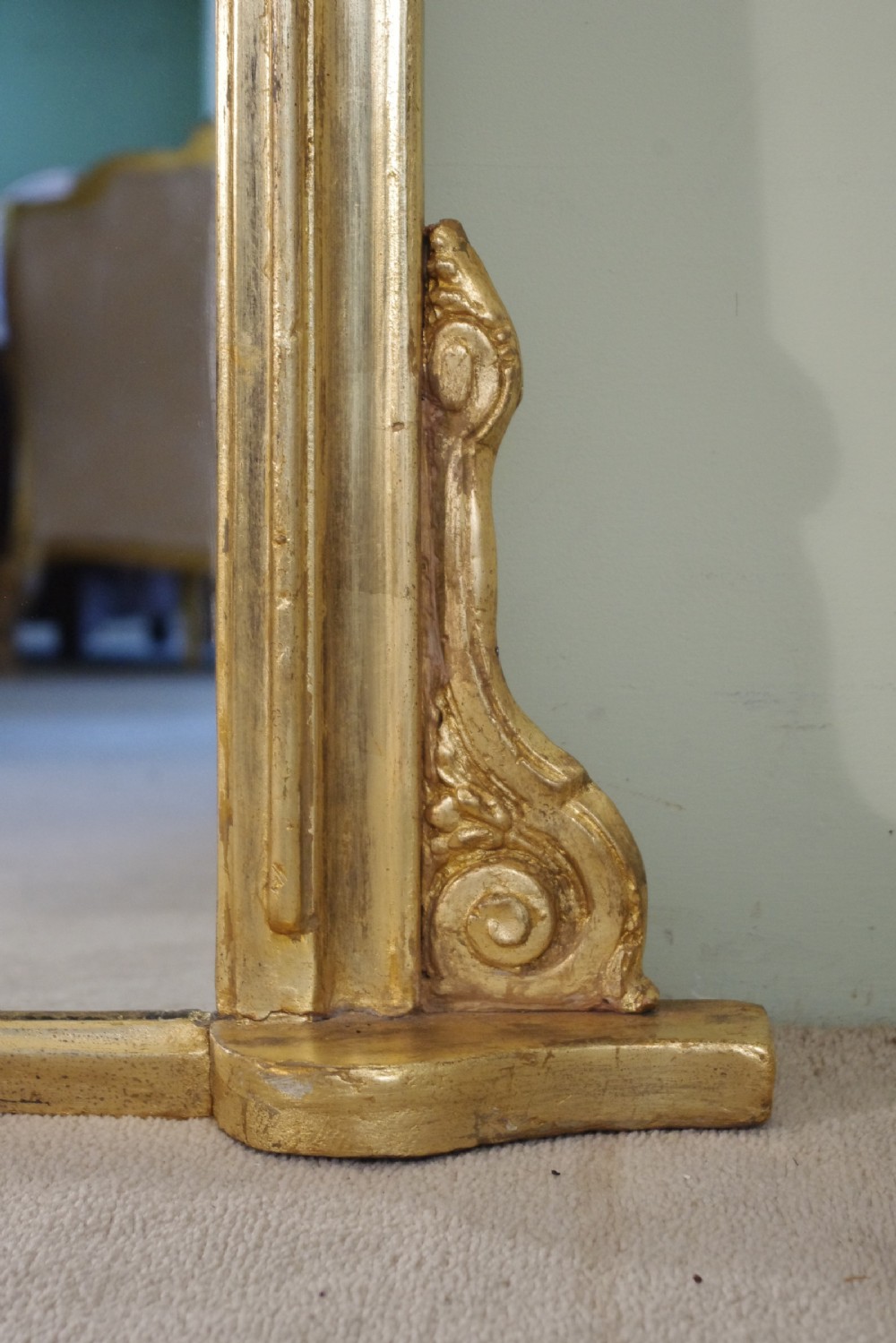 English Victorian Gilt Large Arch Top Overmantle Mirror View VI