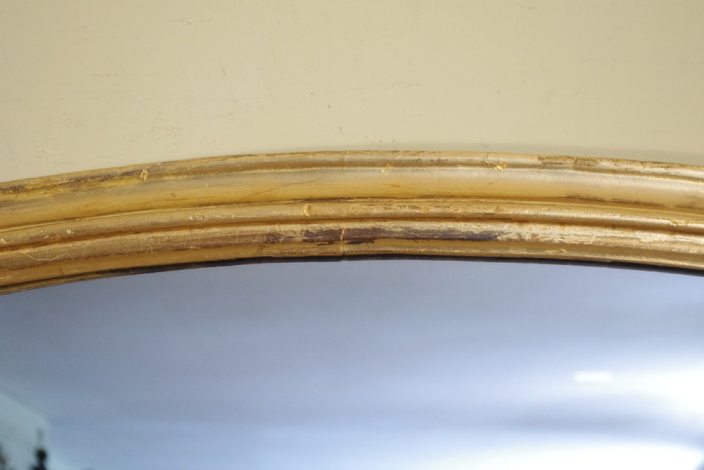 English Victorian Gilt Large Arch Top Overmantle Mirror View VII