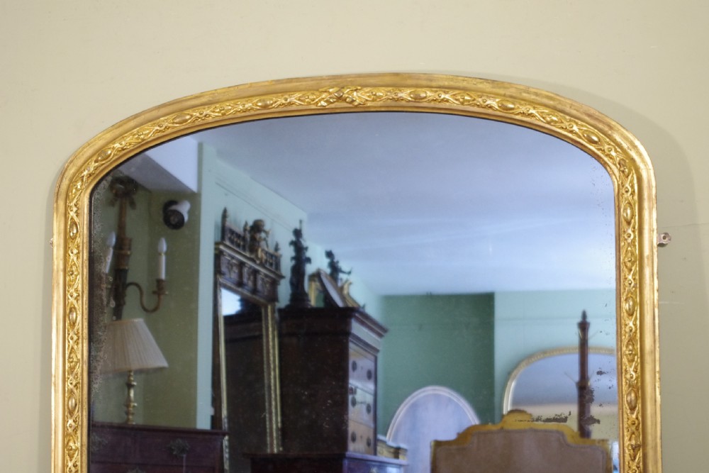 English Victorian Gilt Large Arch Top Overmantle Mirror View II