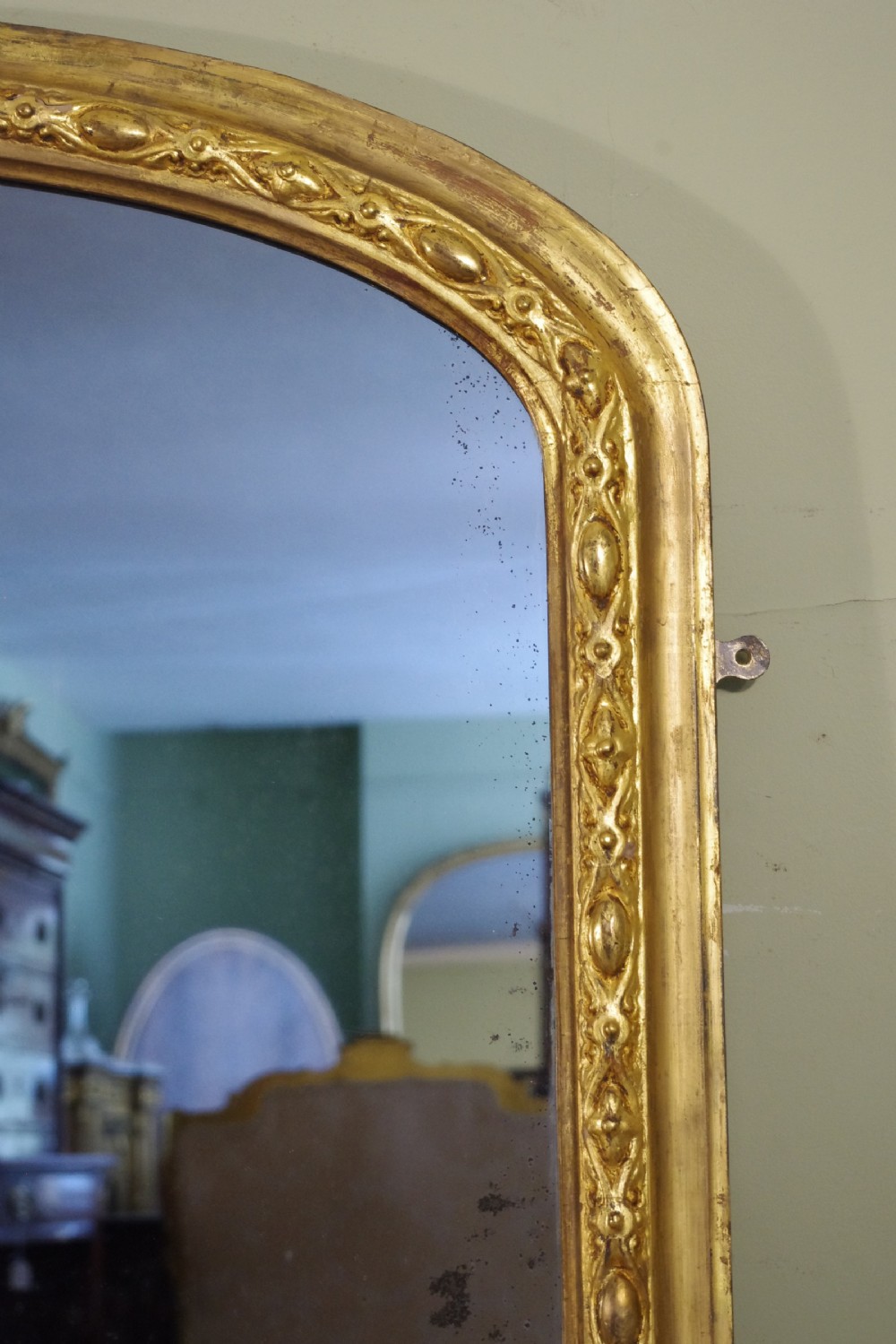 English Victorian Gilt Large Arch Top Overmantle Mirror View V