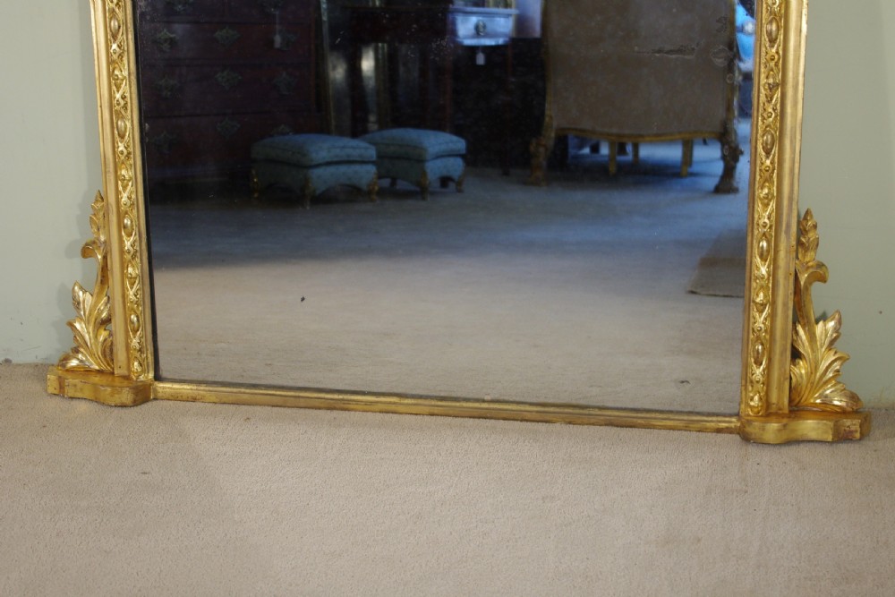 English Victorian Gilt Large Arch Top Overmantle Mirror View VI