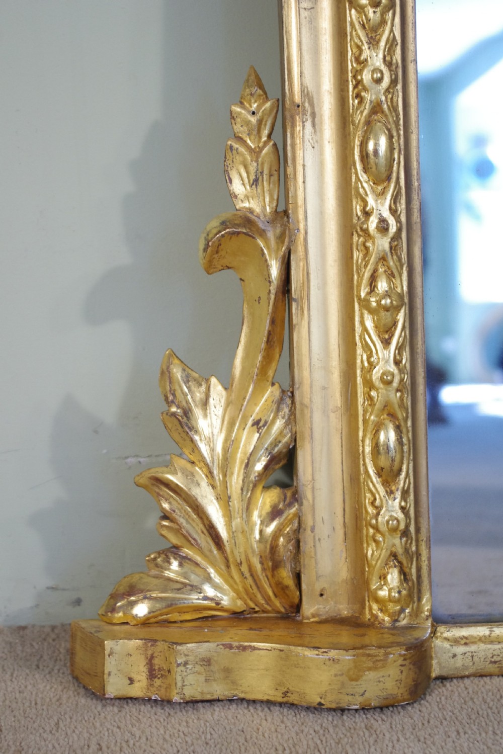 English Victorian Gilt Large Arch Top Overmantle Mirror View VII