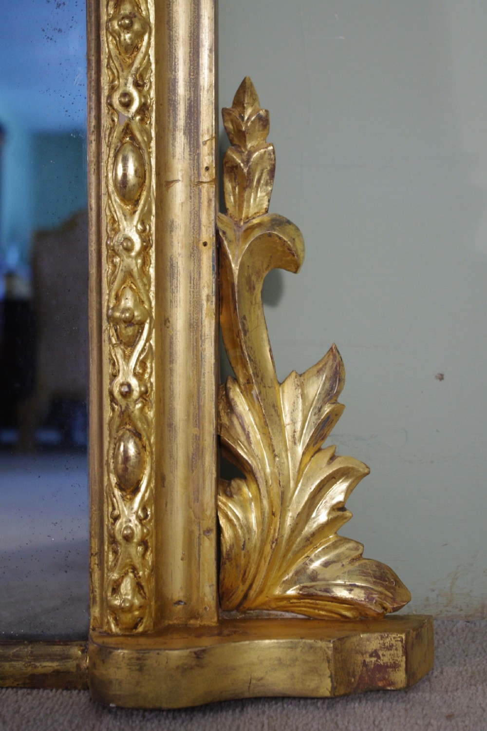 English Victorian Gilt Large Arch Top Overmantle Mirror View VIII