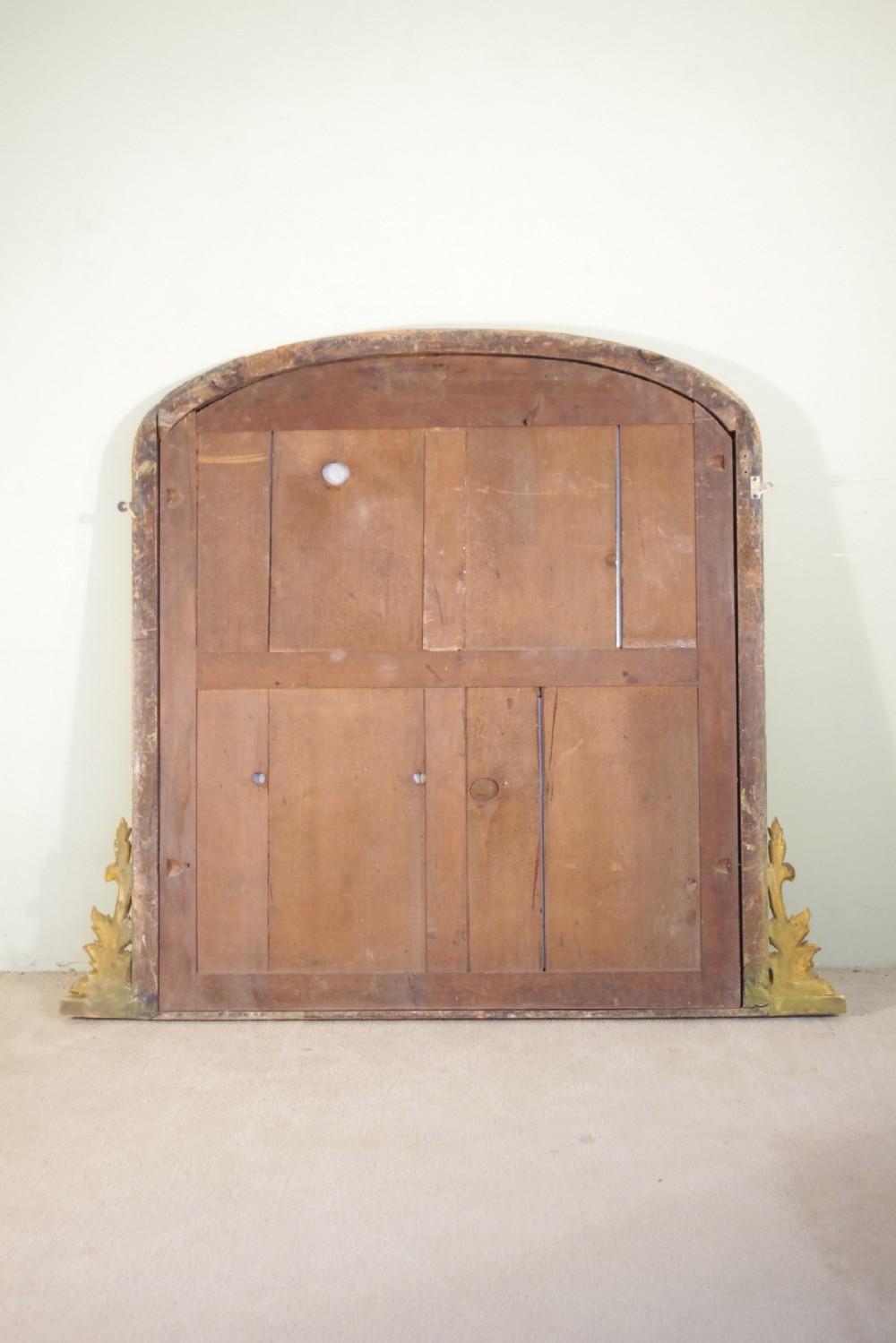 English Victorian Gilt Large Arch Top Overmantle Mirror View X