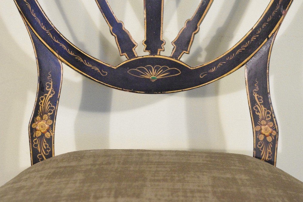 Set of Four Black Lacquer and Gilt Chinoiserie Chairs View XIII