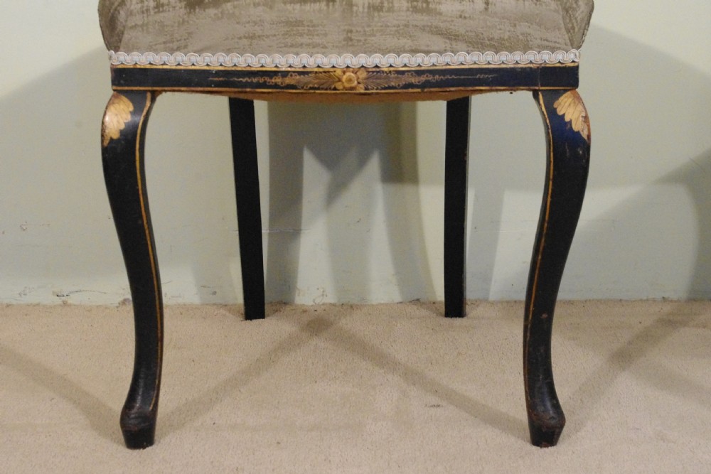 Set of Four Black Lacquer and Gilt Chinoiserie Chairs View XIV
