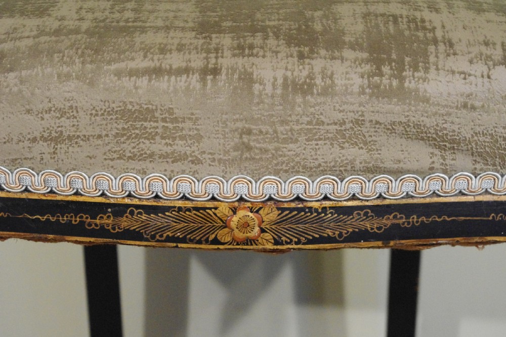 Set of Four Black Lacquer and Gilt Chinoiserie Chairs View XV