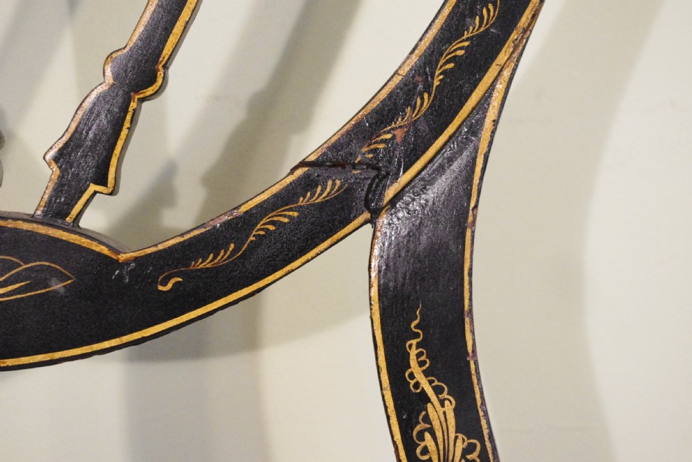 Set of Four Black Lacquer and Gilt Chinoiserie Chairs View XVIII