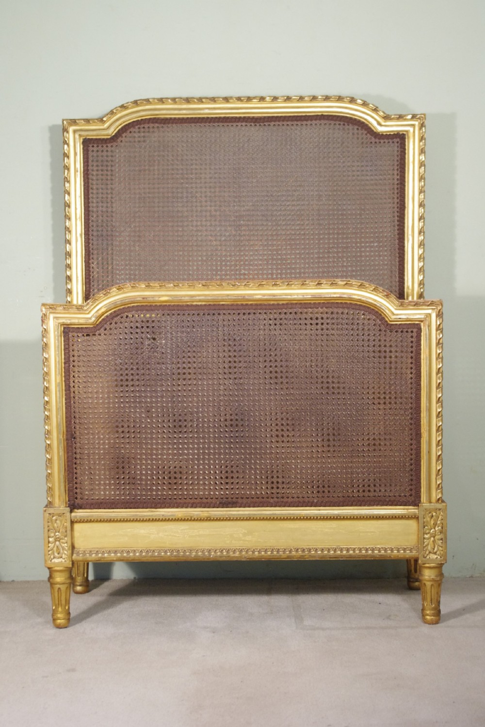 Pair French Gilt Cane Single Beds View II