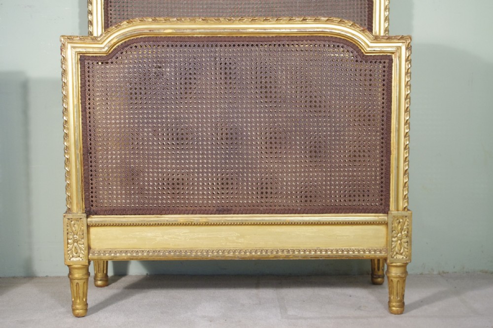Pair French Gilt Cane Single Beds View III