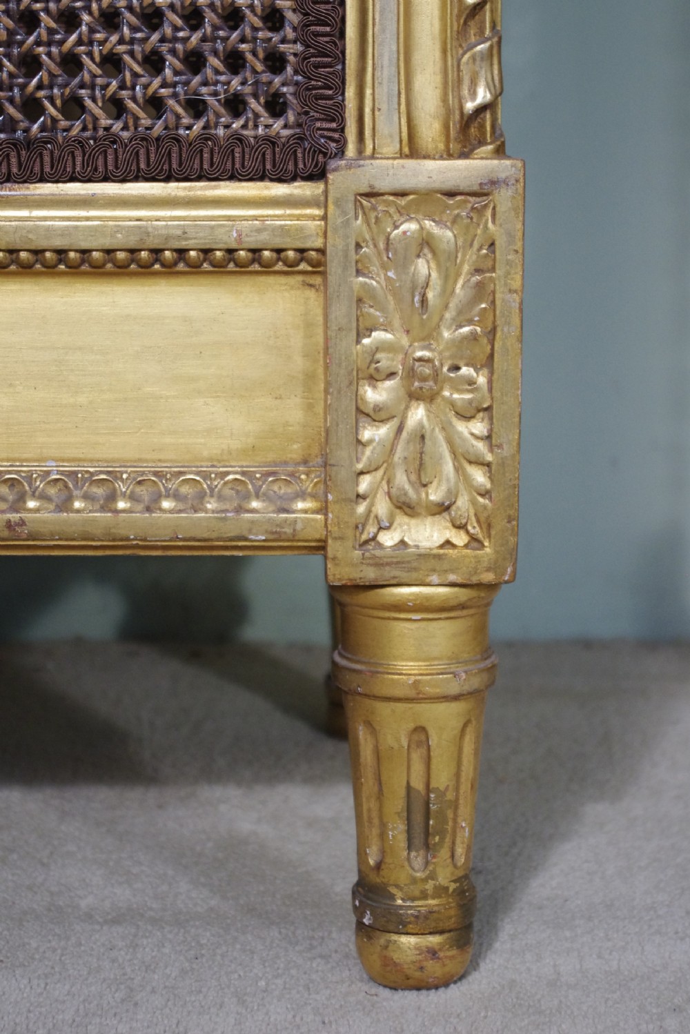 Pair French Gilt Cane Single Beds View V