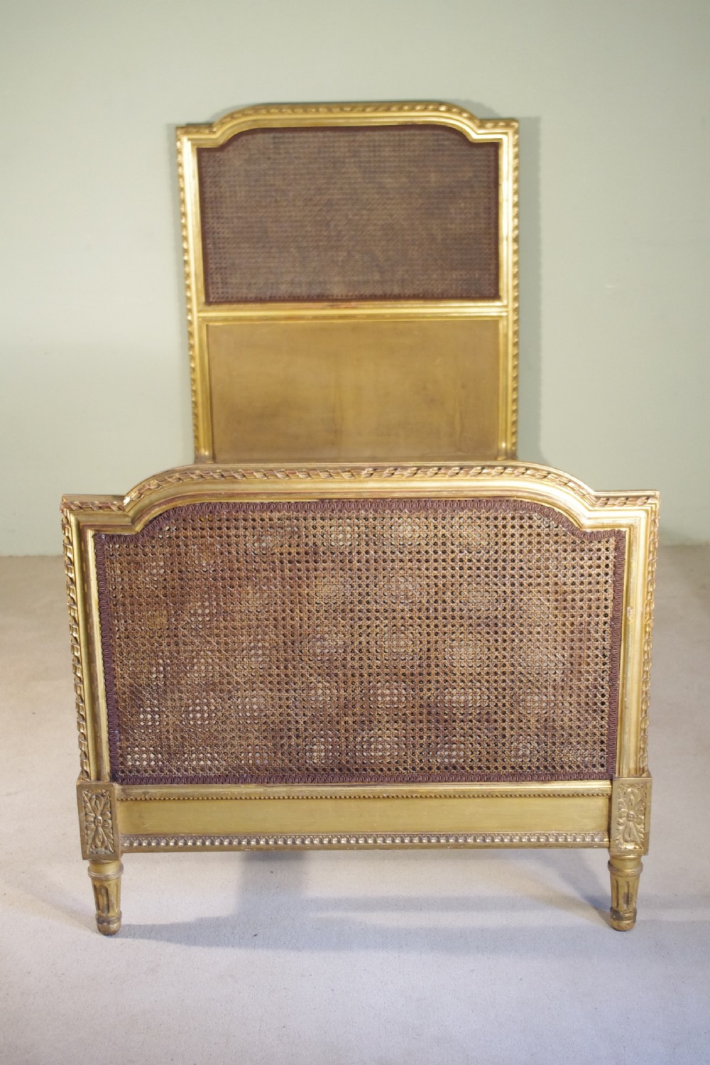 Pair French Gilt Cane Single Beds View VIII