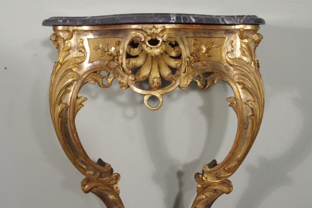 Pair of Gilt Console Tables with Marble Tops View VI