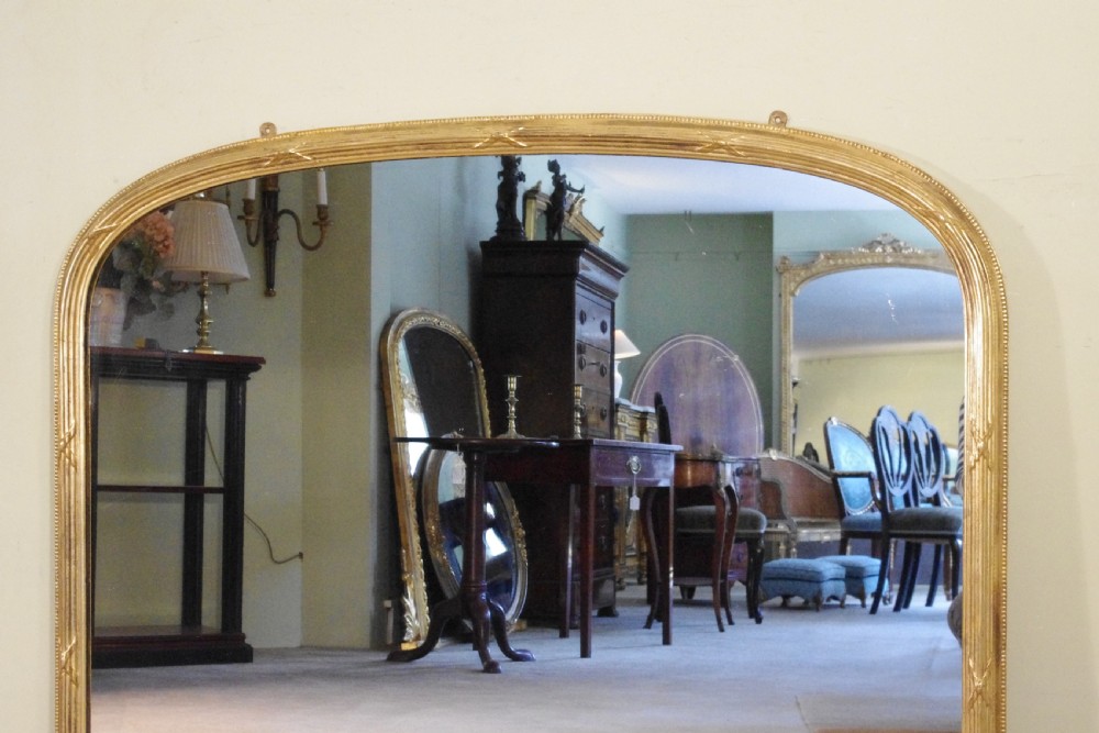 English Victorian Gilt Large Arch Top Overmantle Mirror View II