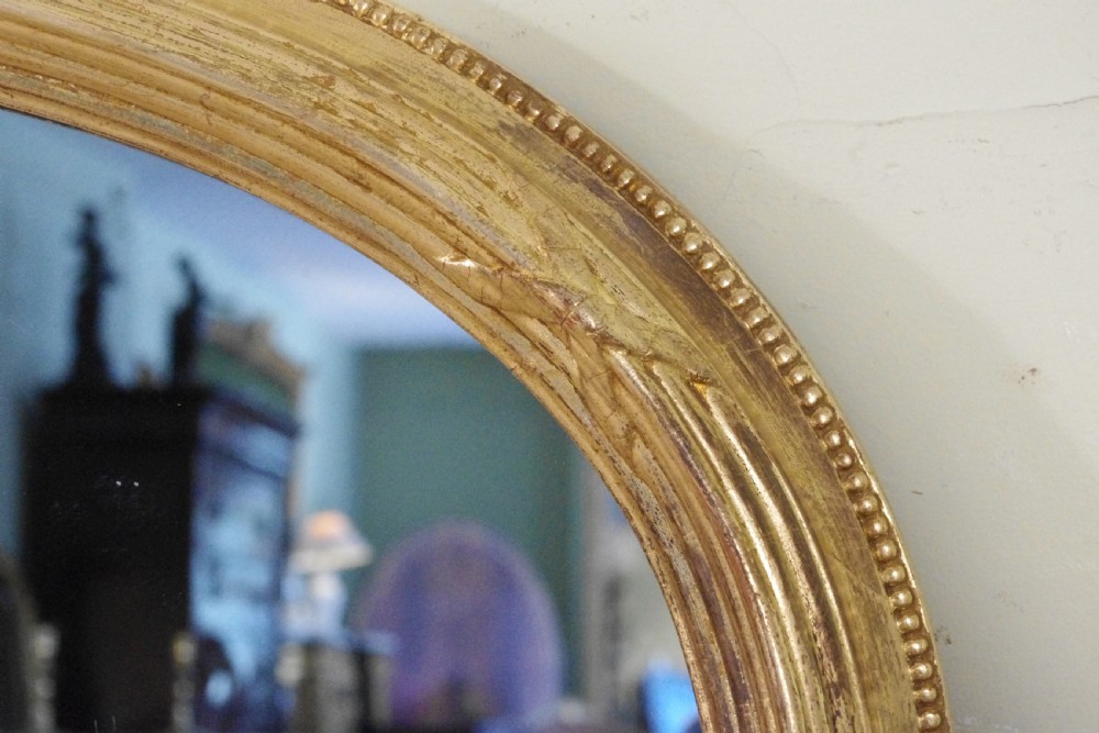 English Victorian Gilt Large Arch Top Overmantle Mirror View VI