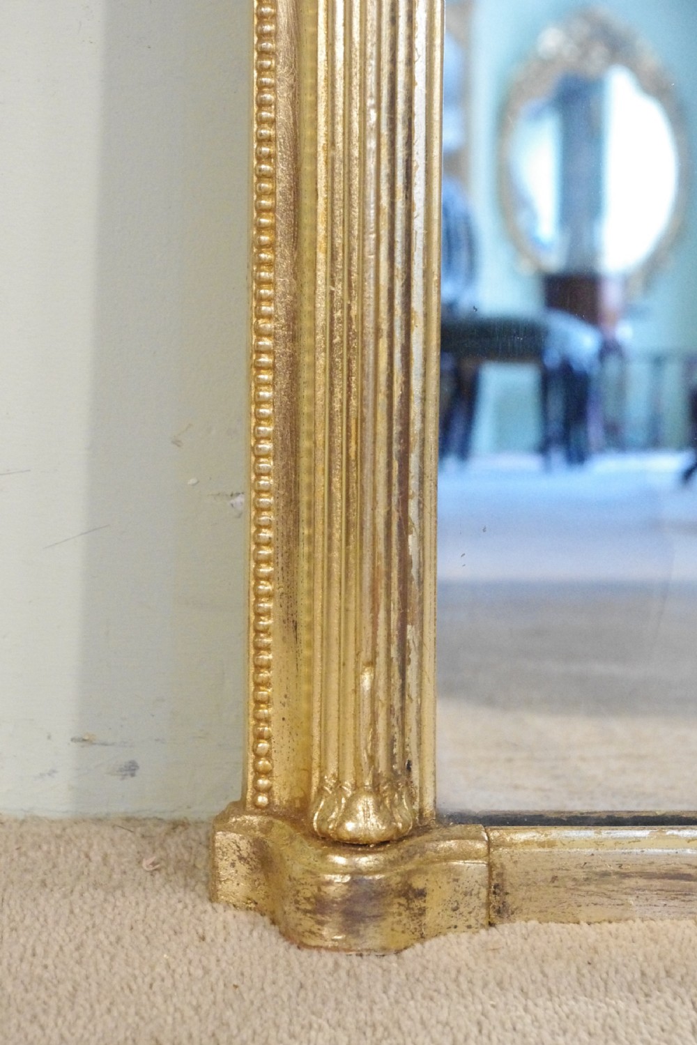 English Victorian Gilt Large Arch Top Overmantle Mirror View VII