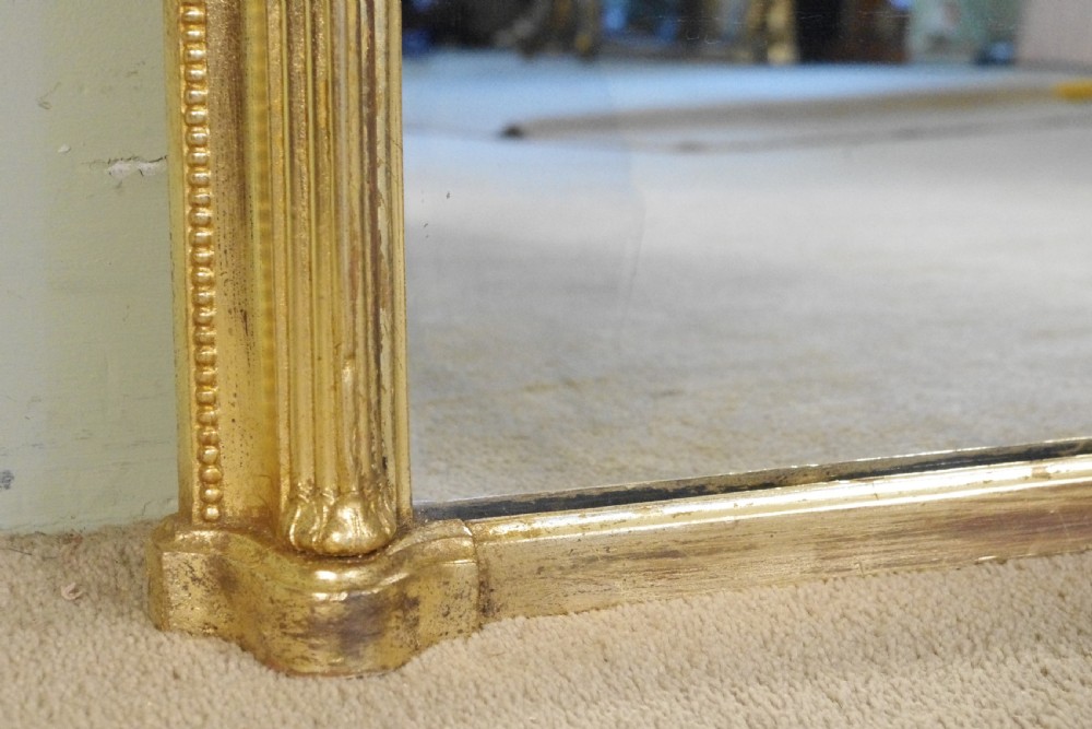English Victorian Gilt Large Arch Top Overmantle Mirror View VIII