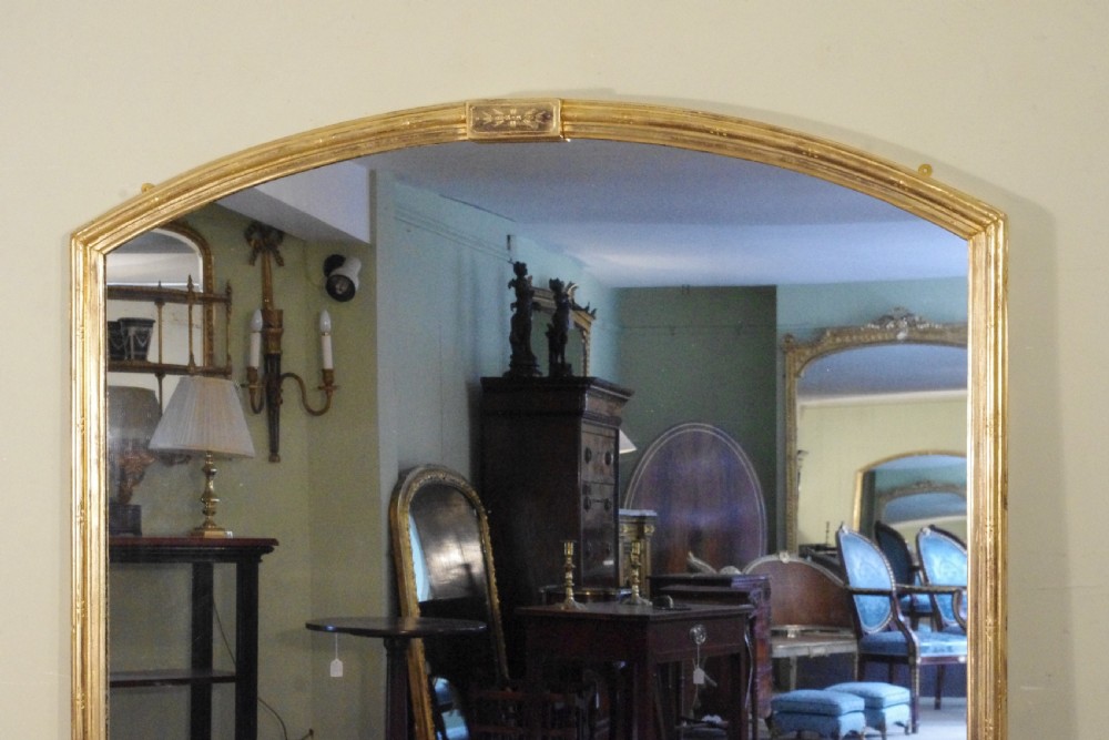 English Victorian Gilt Large Arch Top Overmantle Mirror View II