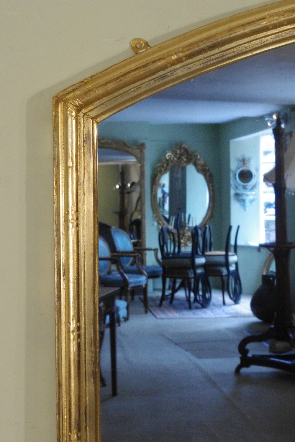 English Victorian Gilt Large Arch Top Overmantle Mirror View IV