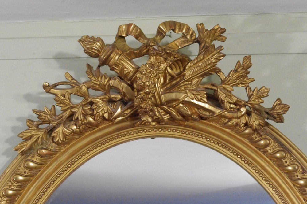 Pair French Gilt Large Oval Wall Mirrors View V