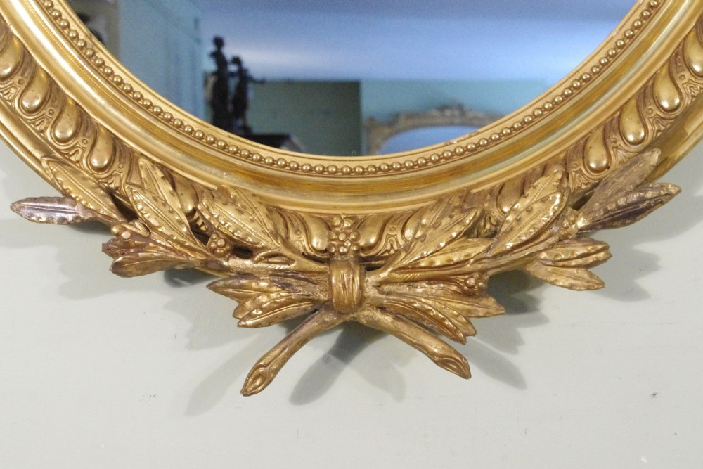 Pair French Gilt Large Oval Wall Mirrors View VI