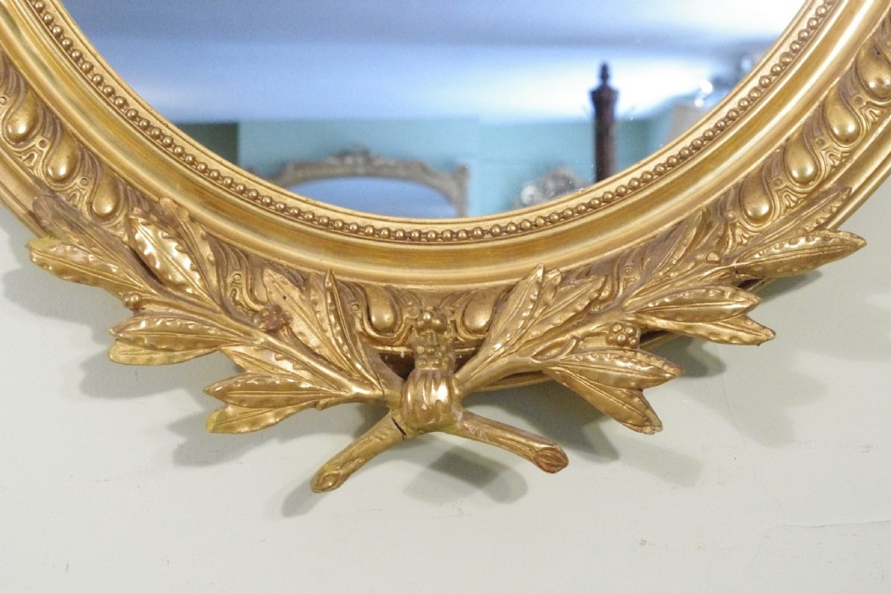 Pair French Gilt Large Oval Wall Mirrors View VII