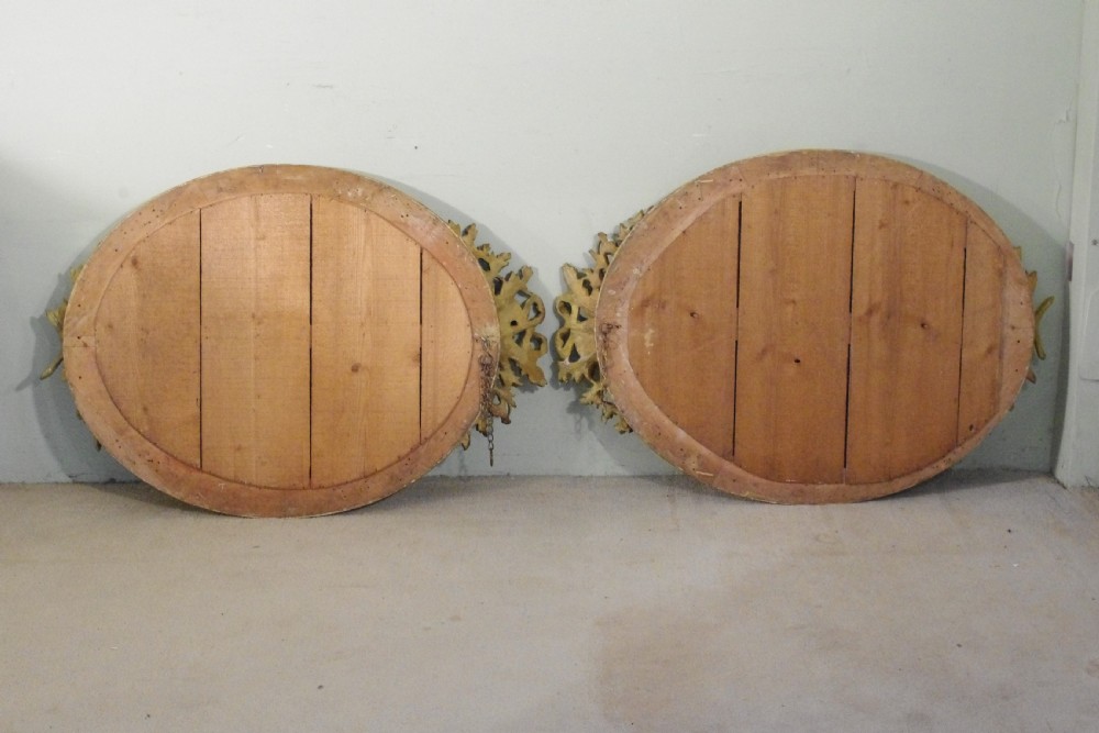 Pair French Gilt Large Oval Wall Mirrors View VIII