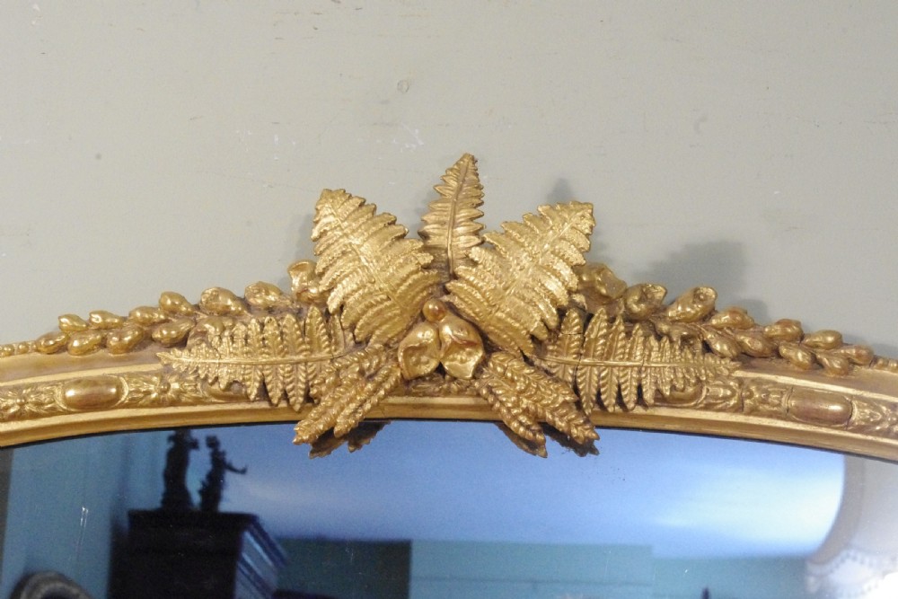 English Victorian Gilt Arch Top Overmantle Mirror View IV
