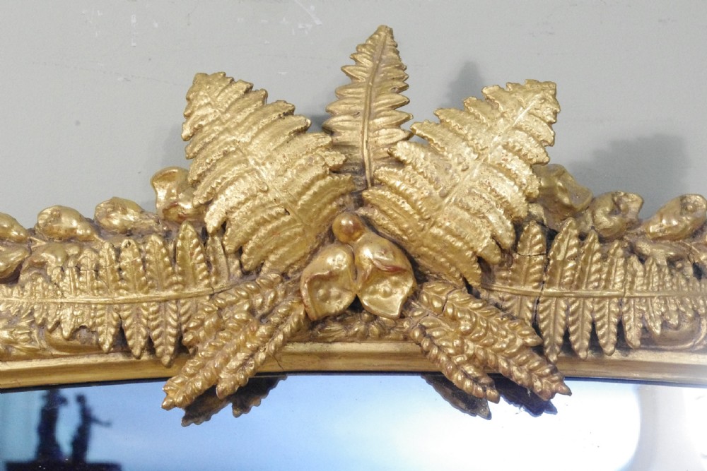 English Victorian Gilt Arch Top Overmantle Mirror View V