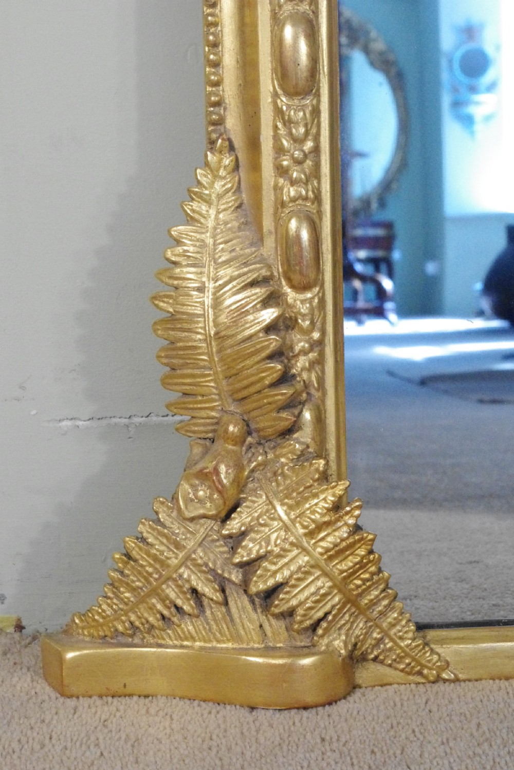 English Victorian Gilt Arch Top Overmantle Mirror View VI