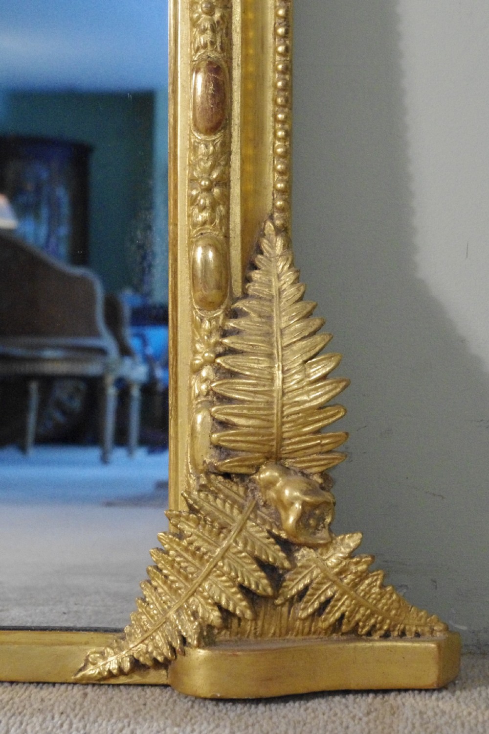 English Victorian Gilt Arch Top Overmantle Mirror View VII
