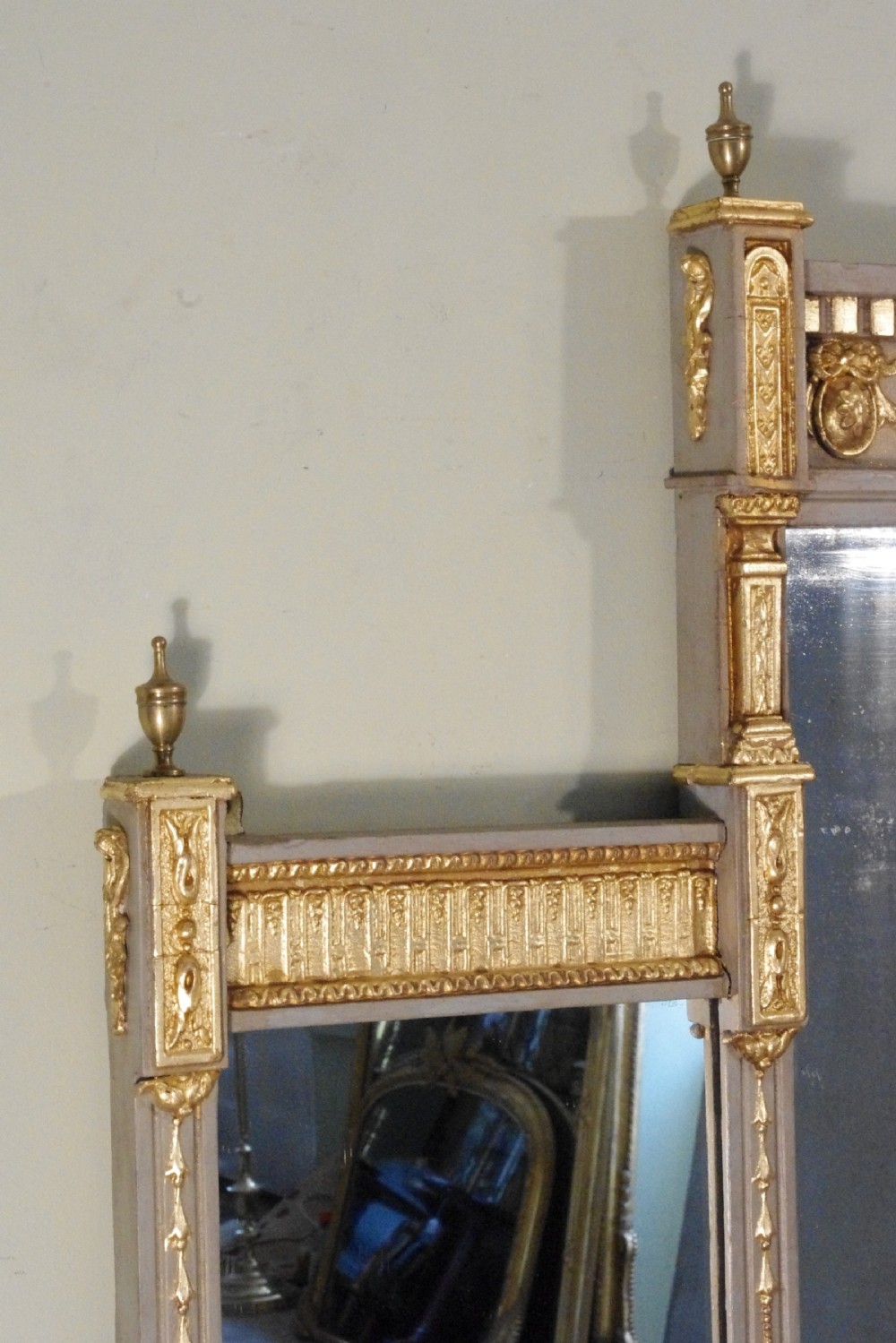 English Victorian Painted and Parcel-Gilt Large Overmantle Mirror View VII