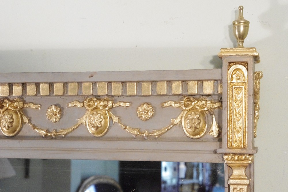English Victorian Painted and Parcel-Gilt Large Overmantle Mirror View VIII