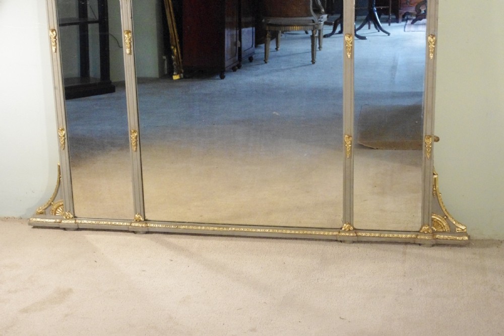 English Victorian Painted and Parcel-Gilt Large Overmantle Mirror View XI