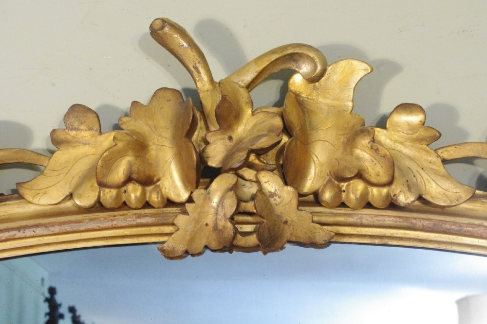 English Victorian Gilt Large Arch Top Overmantle Mirror View III