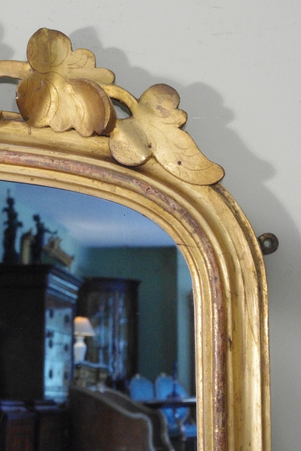 English Victorian Gilt Large Arch Top Overmantle Mirror View IV