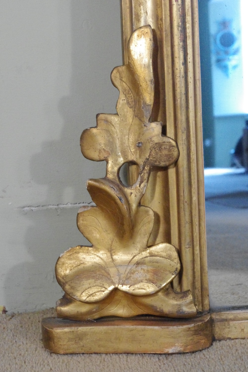 English Victorian Gilt Large Arch Top Overmantle Mirror View V